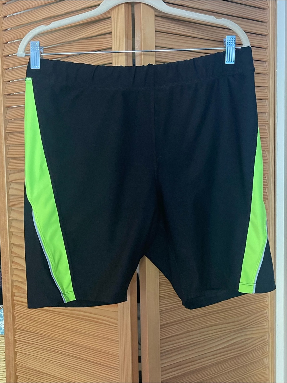 Women’s Black Shorts with Neon Green Side Panels
